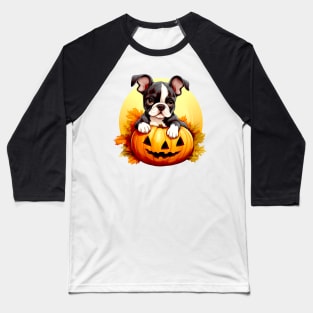 Boston Terrier Dog inside Pumpkin #2 Baseball T-Shirt